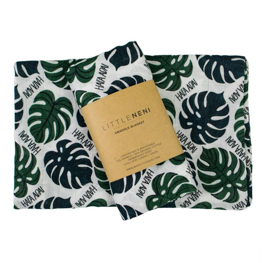 Hafa Adai Monstera Bamboo Swaddle Blanket
