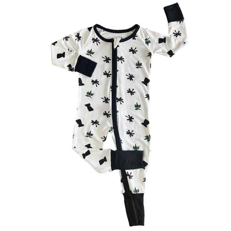 Halom Tano Baby Bamboo Zip Romper White
