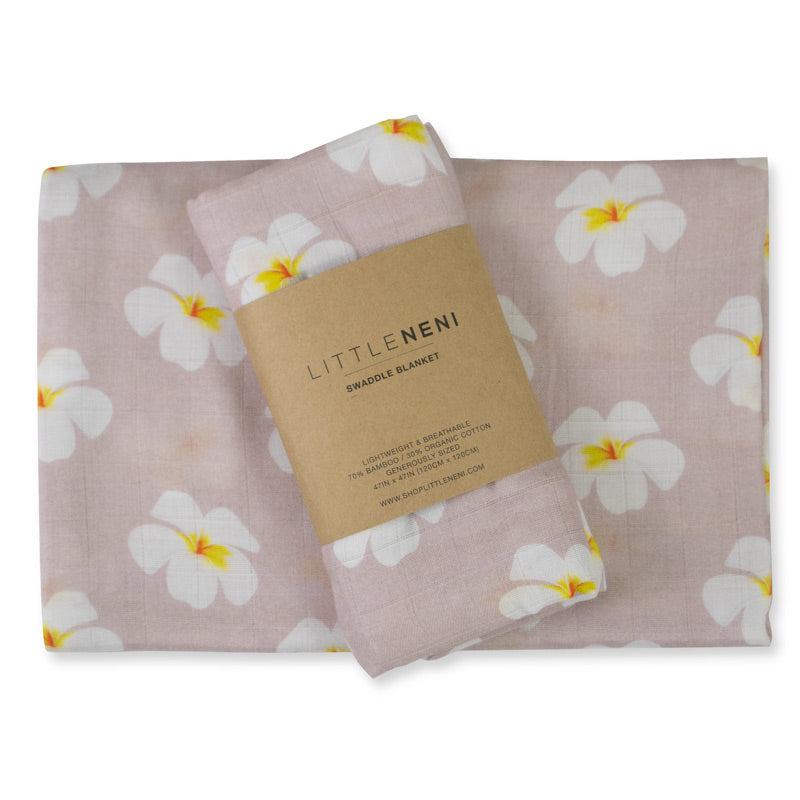 Mauve Plumeria Bamboo Swaddle Blanket