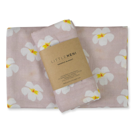 Mauve Plumeria Bamboo Swaddle Blanket