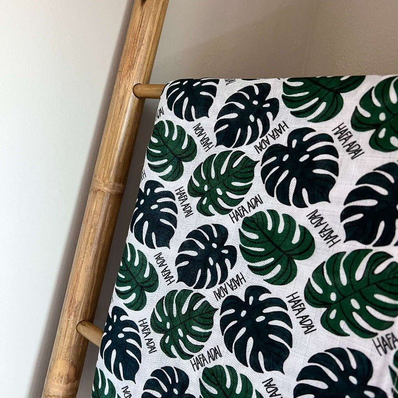 Hafa Adai Monstera Bamboo Swaddle Blanket
