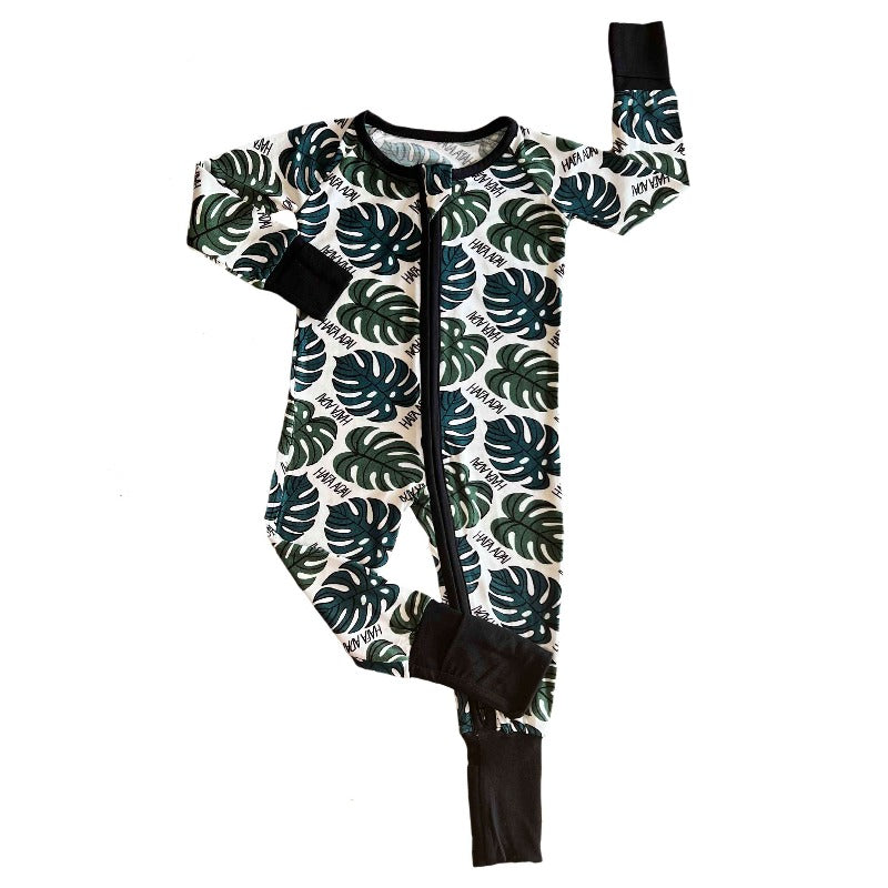 Hafa Adai Monstera Bamboo Zip Romper