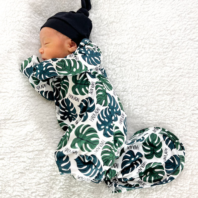 Hafa Adai Monstera infant knotted gown