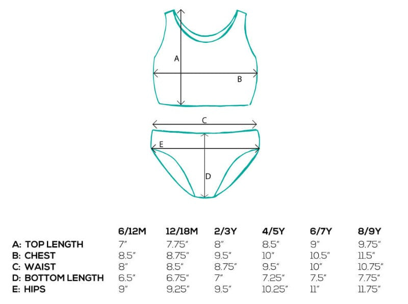 Baby Polyester Bikini Size Chart